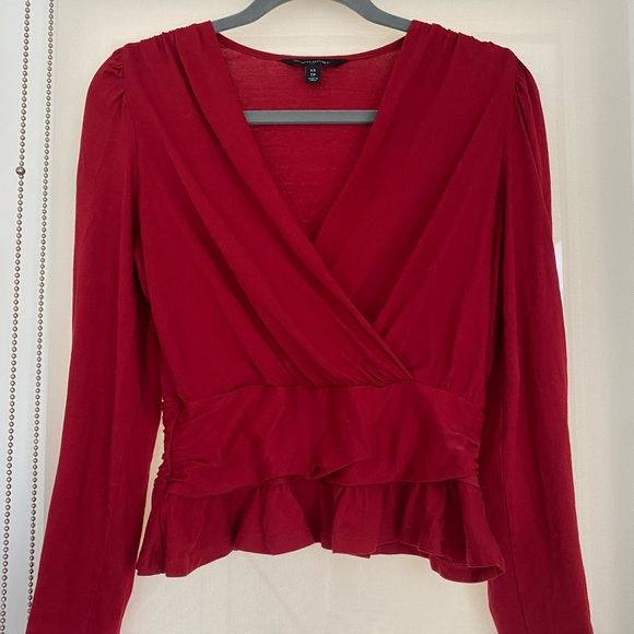 Red cotton wrap top by Banana Republic - Picture 3 of 5